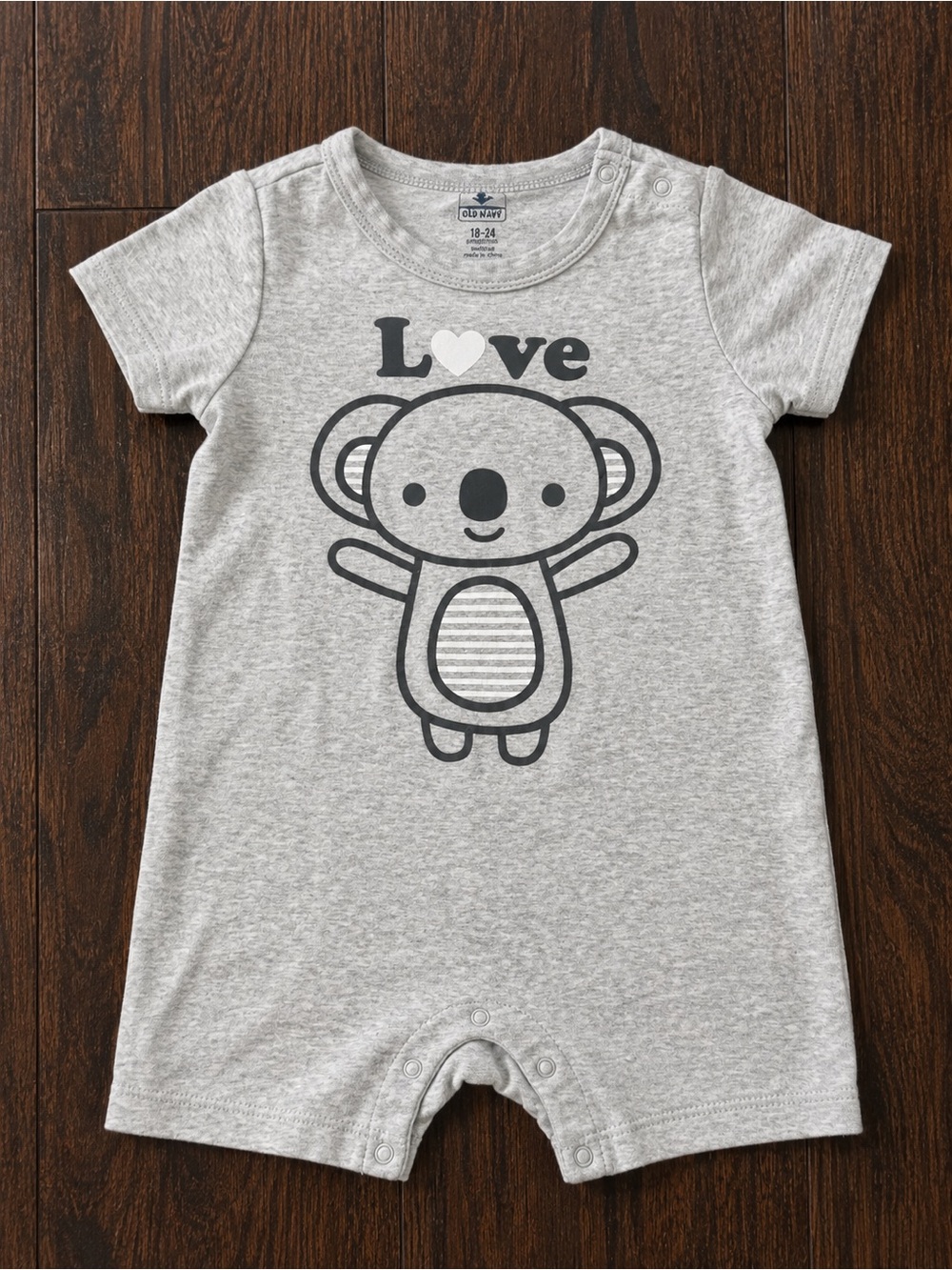 Old Navy Baby Koala Love Romper Gray 18-24M